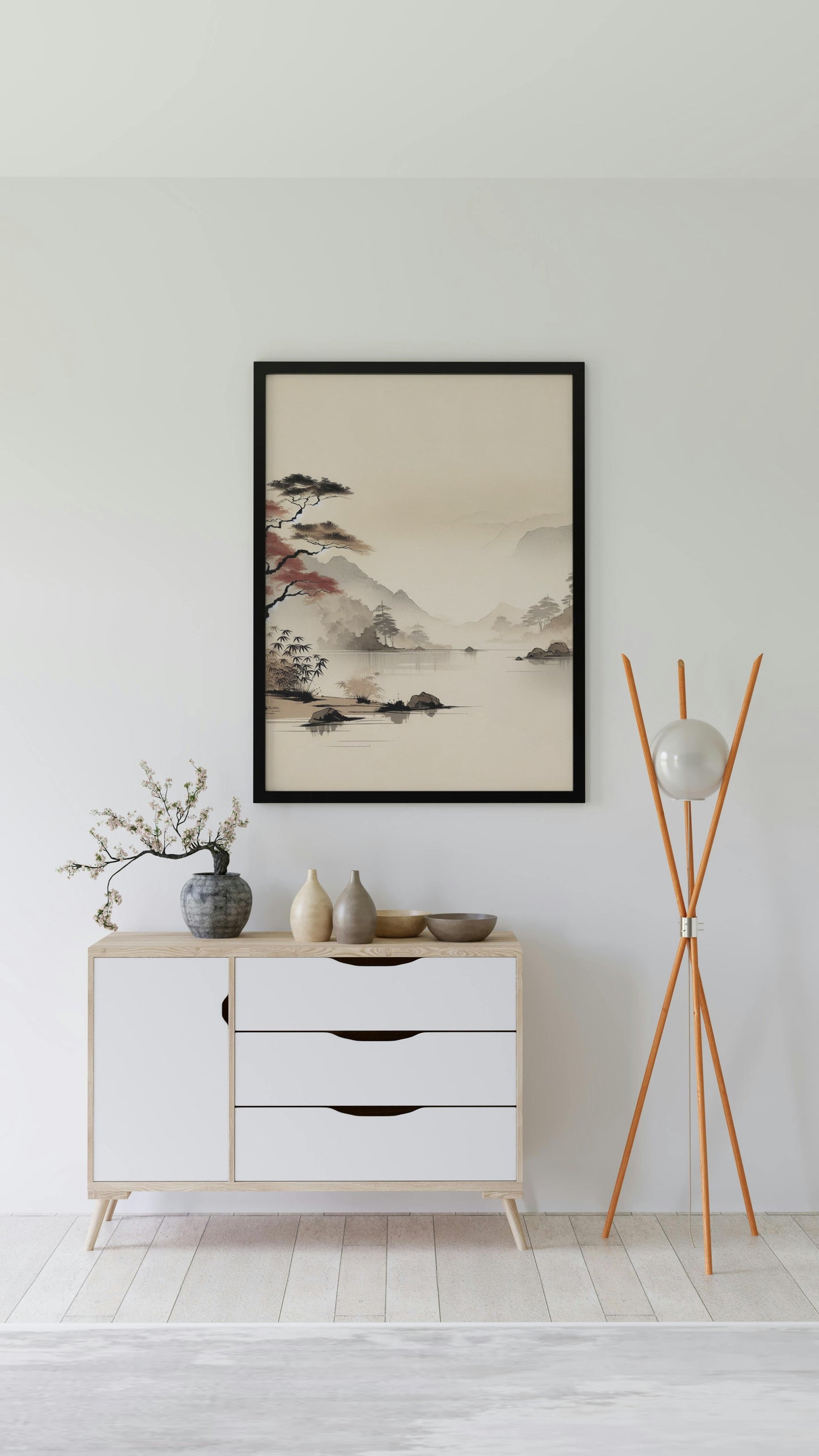 Auroralis Vaporo Nihon: Serene Modern Japanese Watercolor