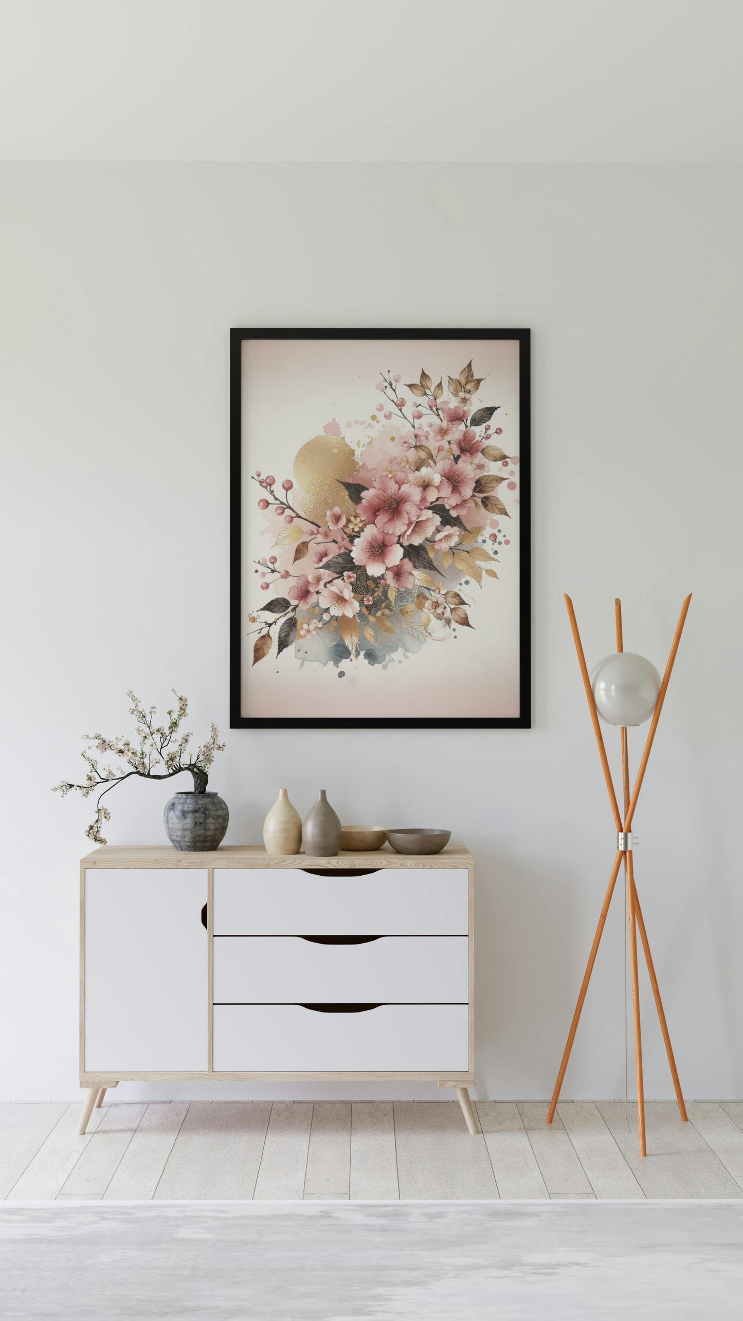 Aureate Sakura: Luxuriant Aurulent Japanese Watercolor Art