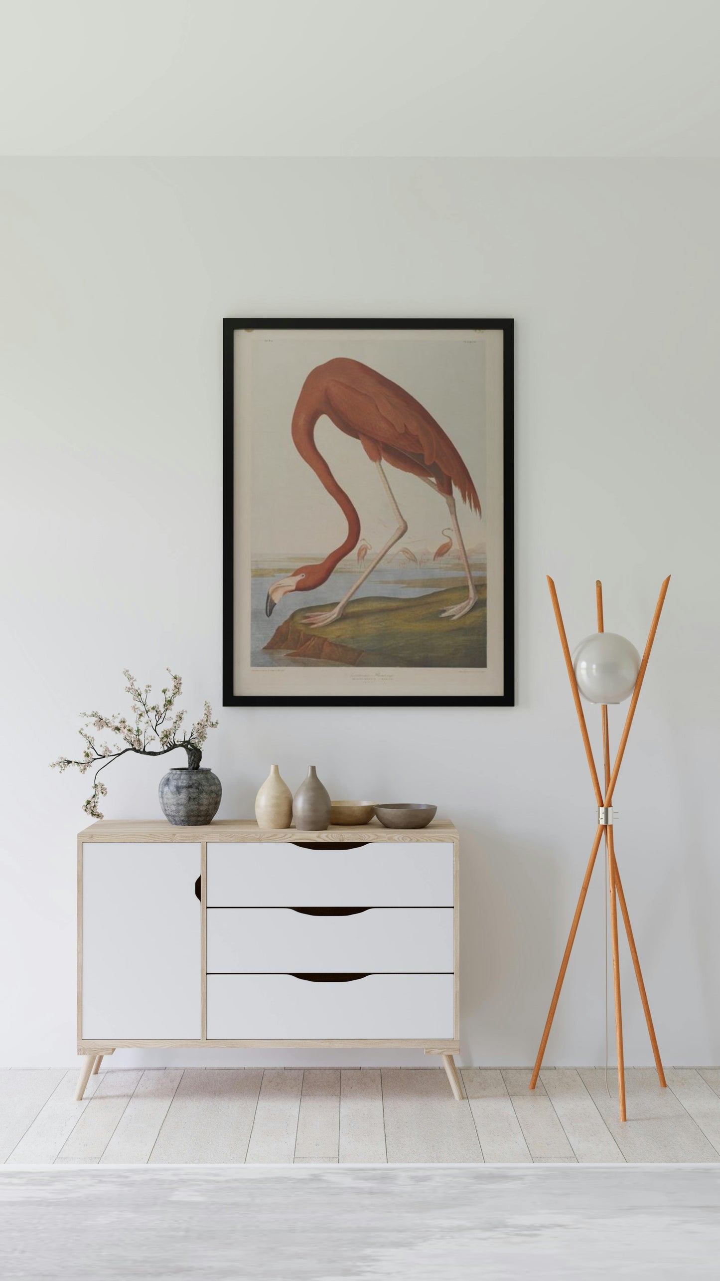 American Flamingo by John James Audubon Naturalism Art dated 1864