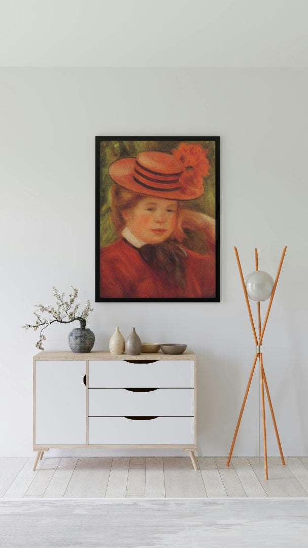 Young Girl in a Red Hat by Pierre-Auguste Renoir Impressionism Art dated 1899