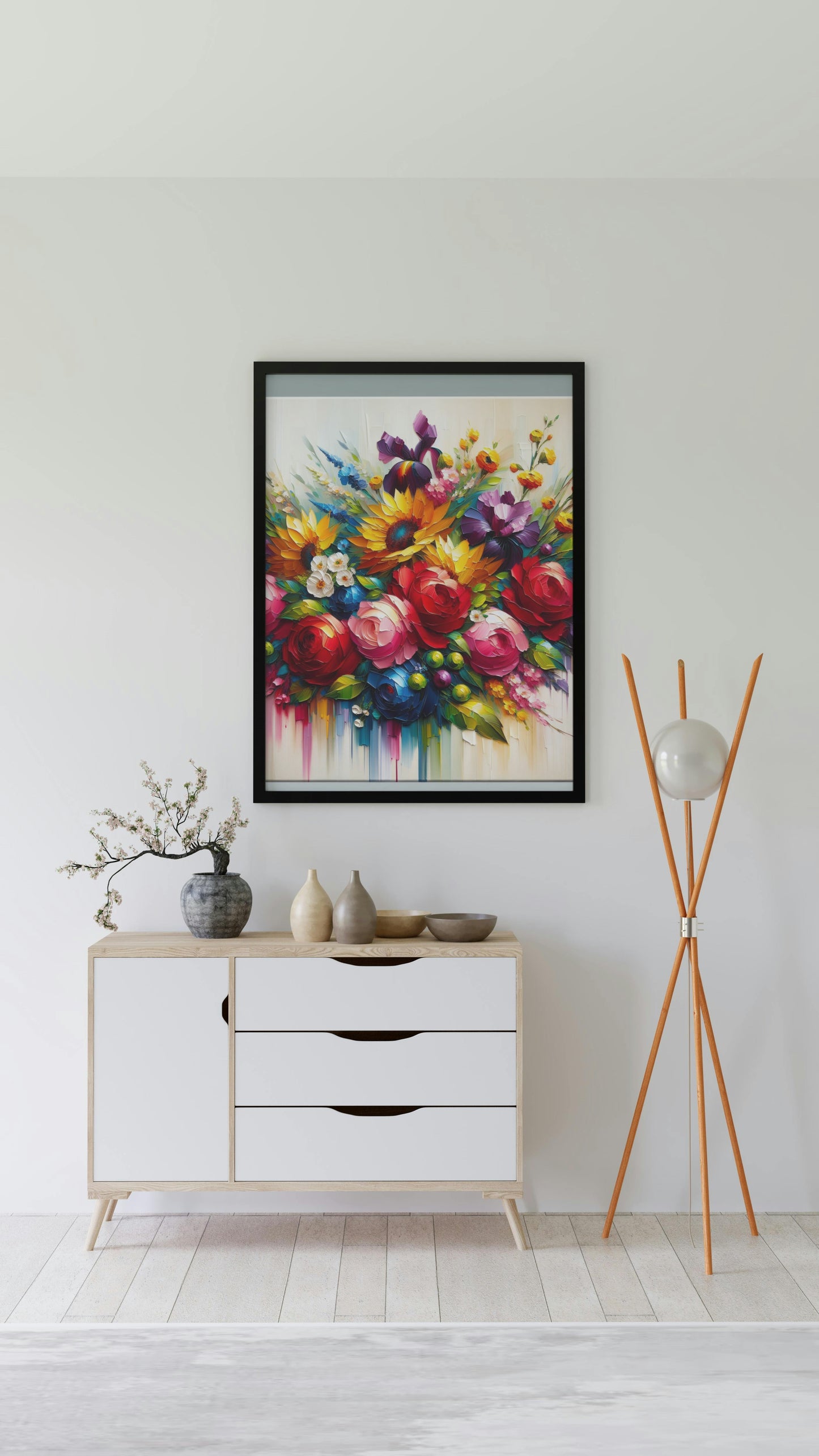 Vibrant Amara Blossomus: Modern Floral Oil Painting