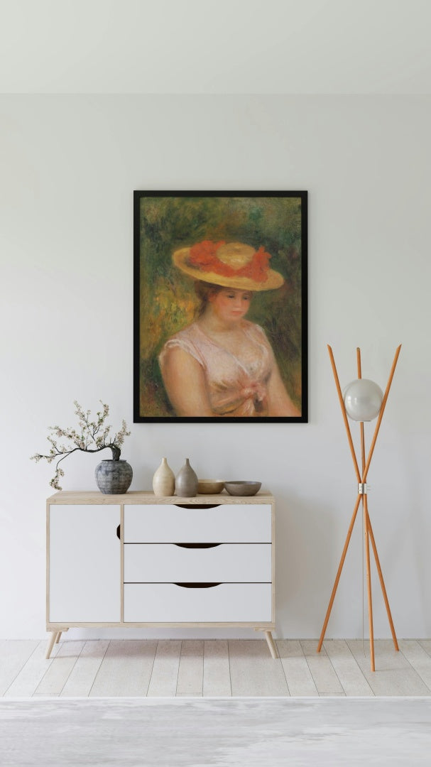 Young Woman in a Straw Hat by Pierre-Auguste Renoir Impressionism Art dated 1901