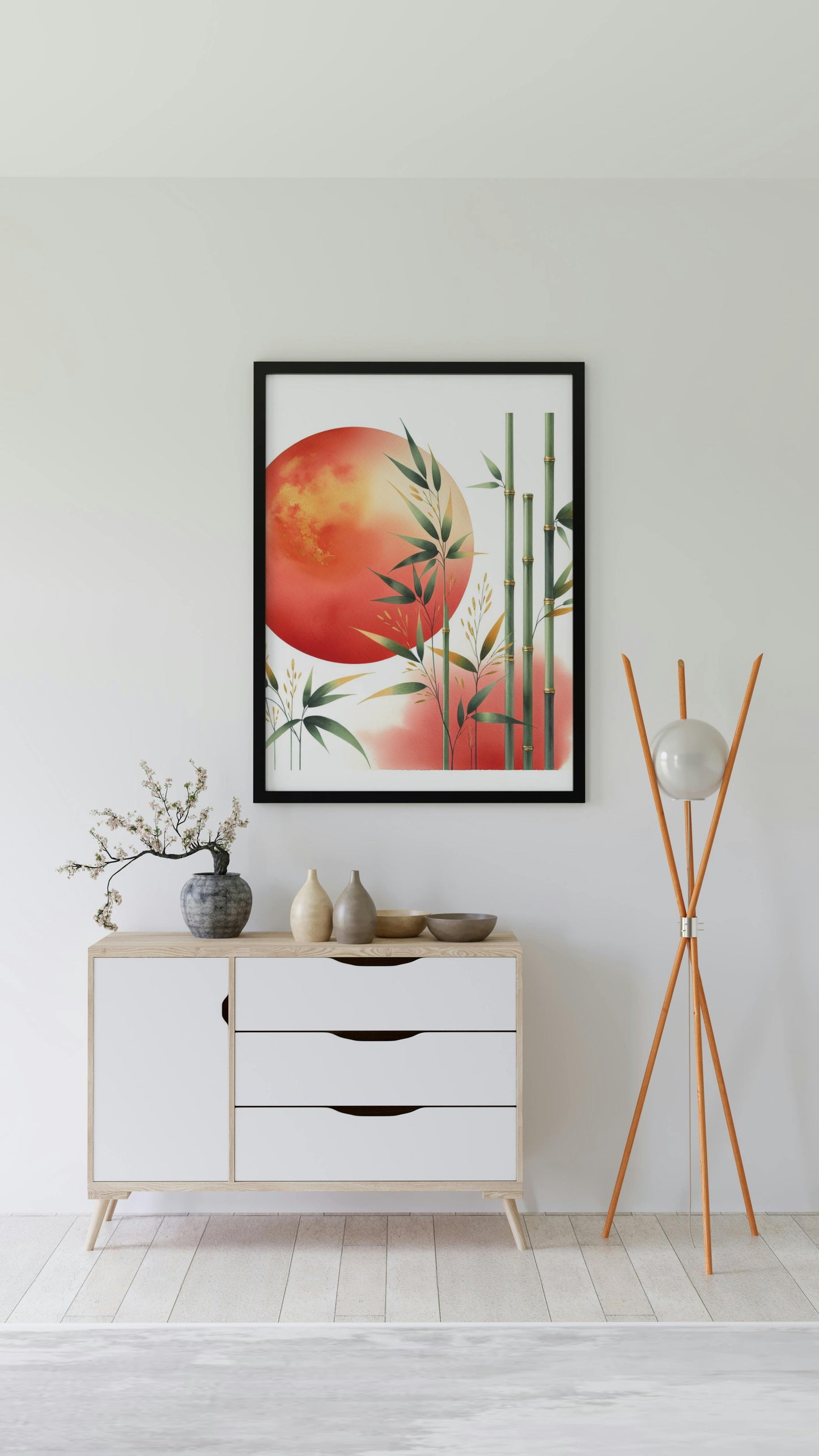 Luminiscent Prajna Japanese Art: Vibrant Surya Bamboo Vista