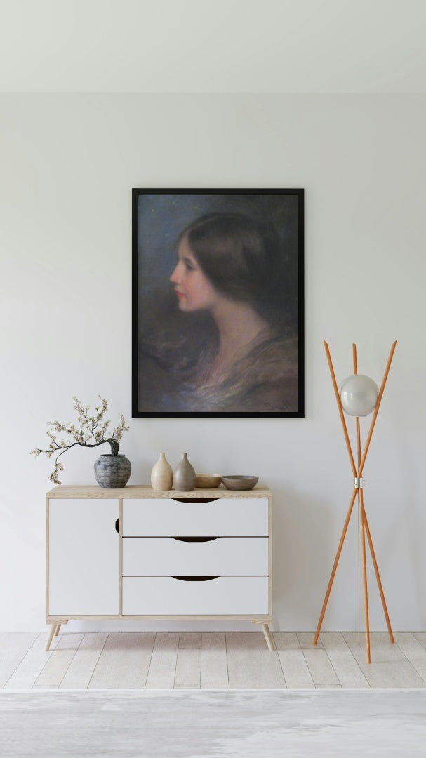 Girl in profile by Joan Brull Art Nouveau (Modern) Art