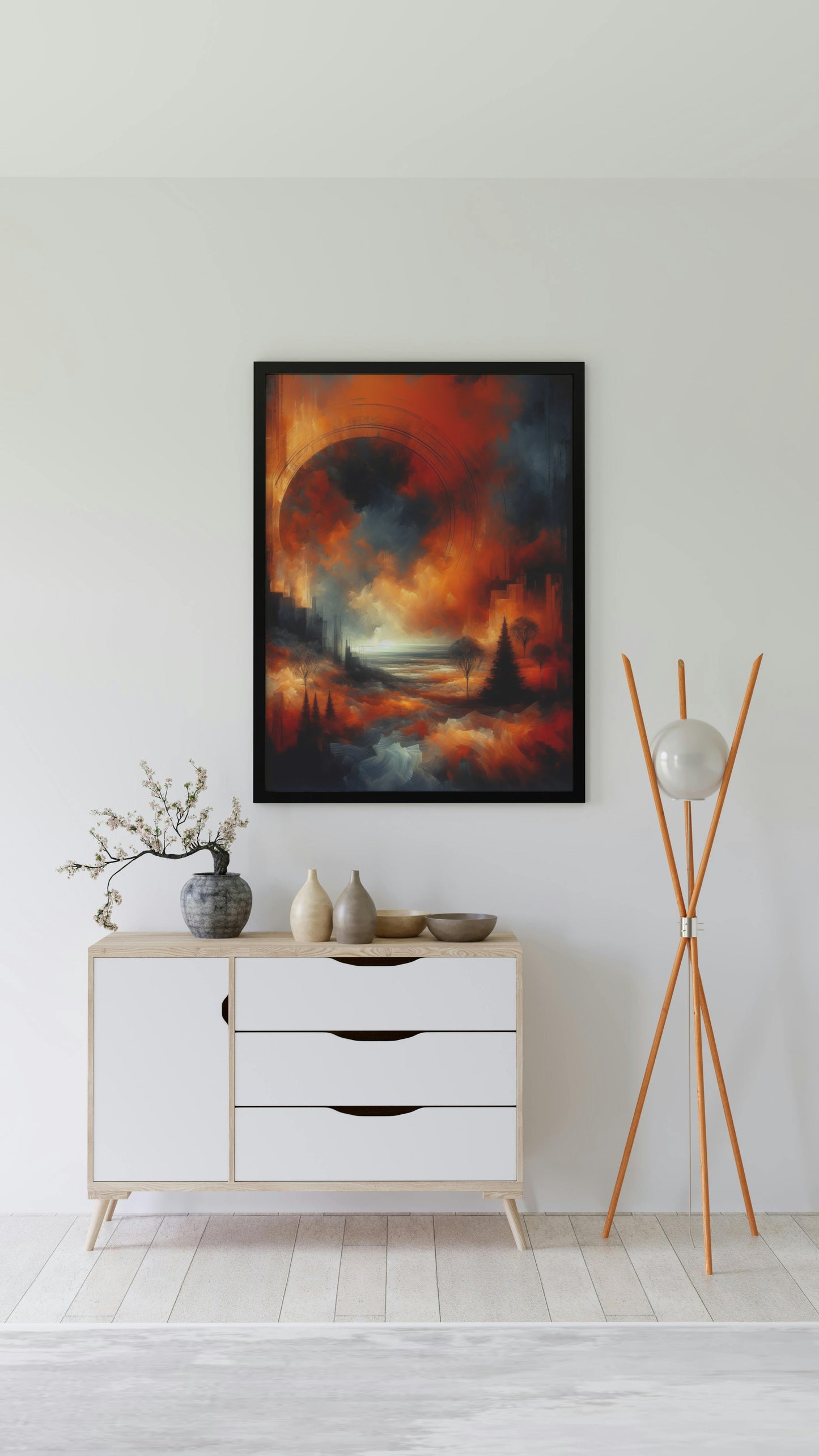 Aurantiaco Crepusculum: Enigmatic and Mystical Landscape Oil Painting