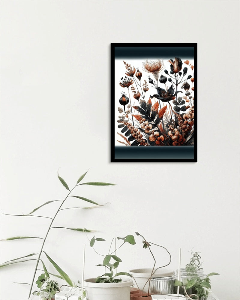 Vividus Flora Noir: Modern Botanical Watercolor Art