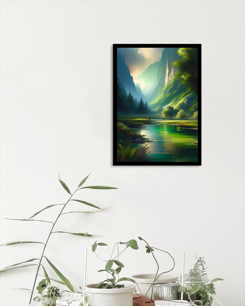 Verdantis Pristinus Vista: Enchanting Landscape Oilpainting