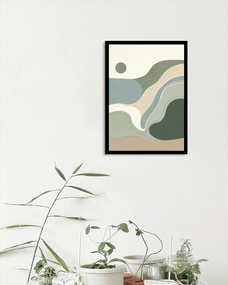 Aetheris Serenus Abstractus: Sublime Sage and Off-White Artwork