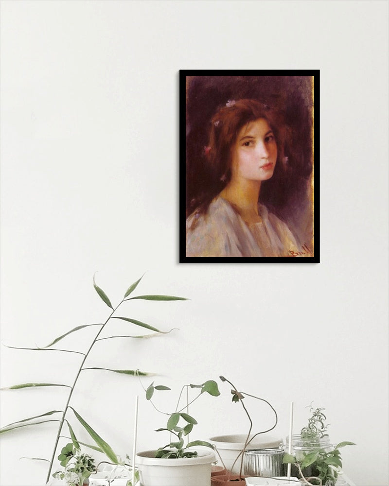 Girl by Joan Brull Art Nouveau (Modern) Art dated 1900