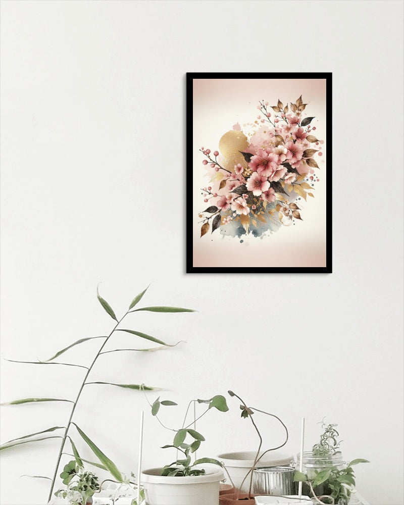 Aureate Sakura: Luxuriant Aurulent Japanese Watercolor Art