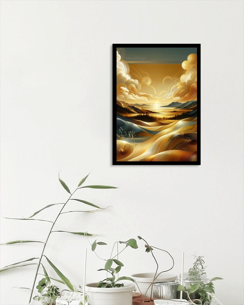 Aureum Vistarama: Luminous Serene Landscape Oilpainting Art