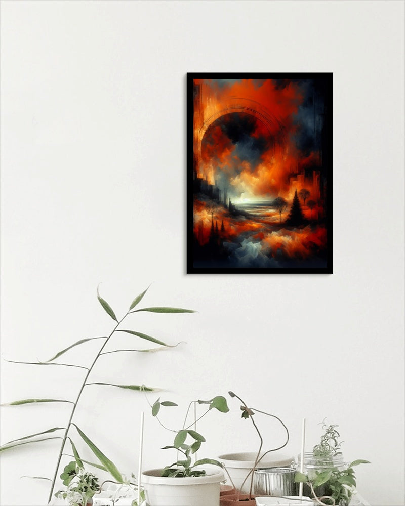 Aurantiaco Crepusculum: Enigmatic and Mystical Landscape Oil Painting