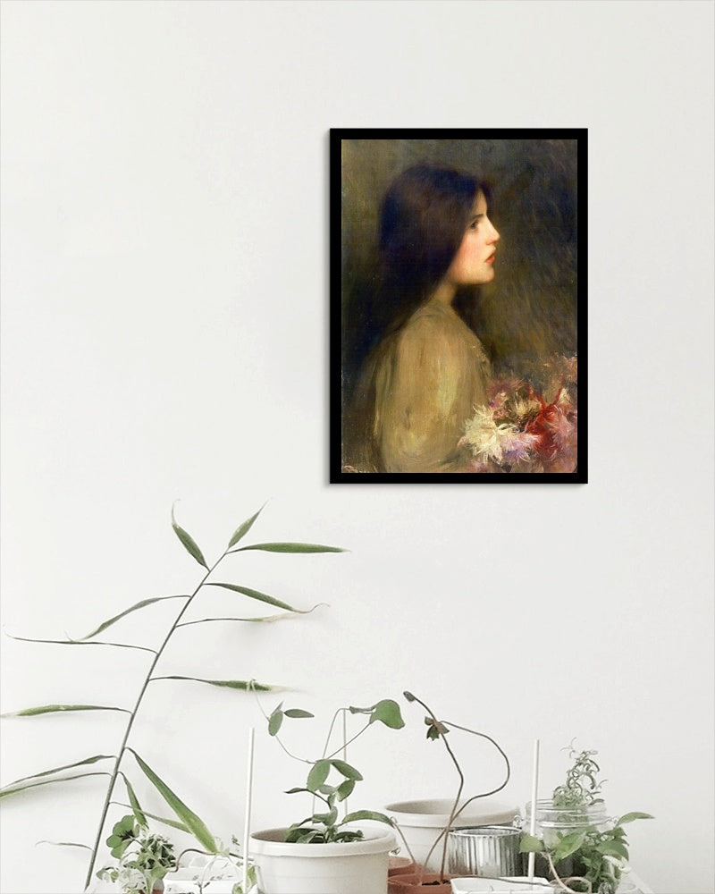 Girl with flowers by Joan Brull Art Nouveau (Modern) Art