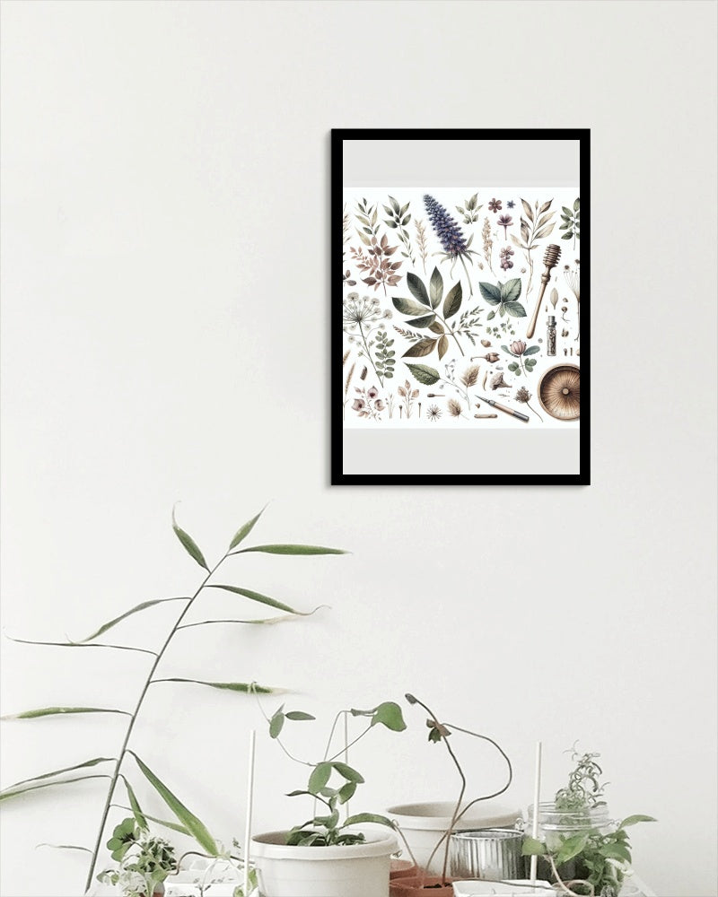 Verdantia Serenus Botanical Art: Modern Watercolor Illustration of Organic Flora