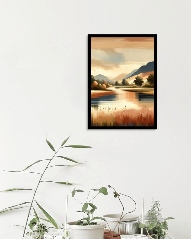 Pristinum Navitas Landscape: Serene Beige, Navy & Slight Orange Vista