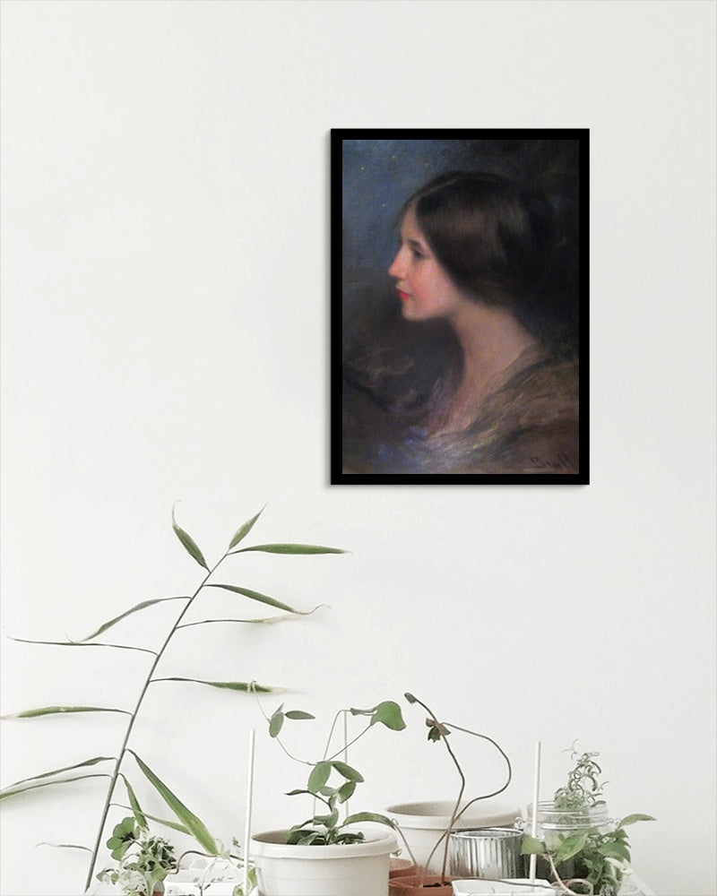 Girl in profile by Joan Brull Art Nouveau (Modern) Art