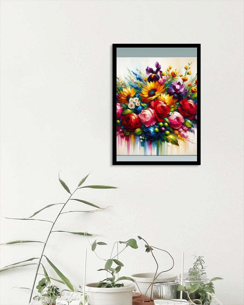 Vibrant Amara Blossomus: Modern Floral Oil Painting