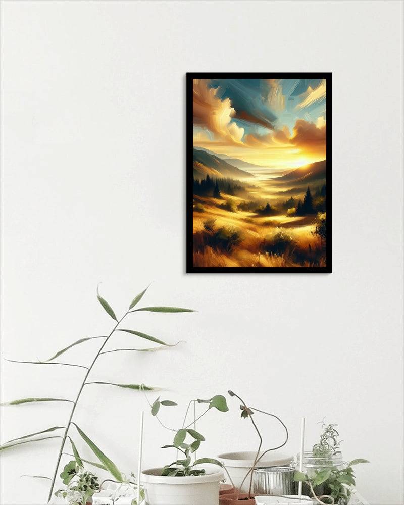 Aureate Vistarama Splendescens: Modern Landscape Oil Painting