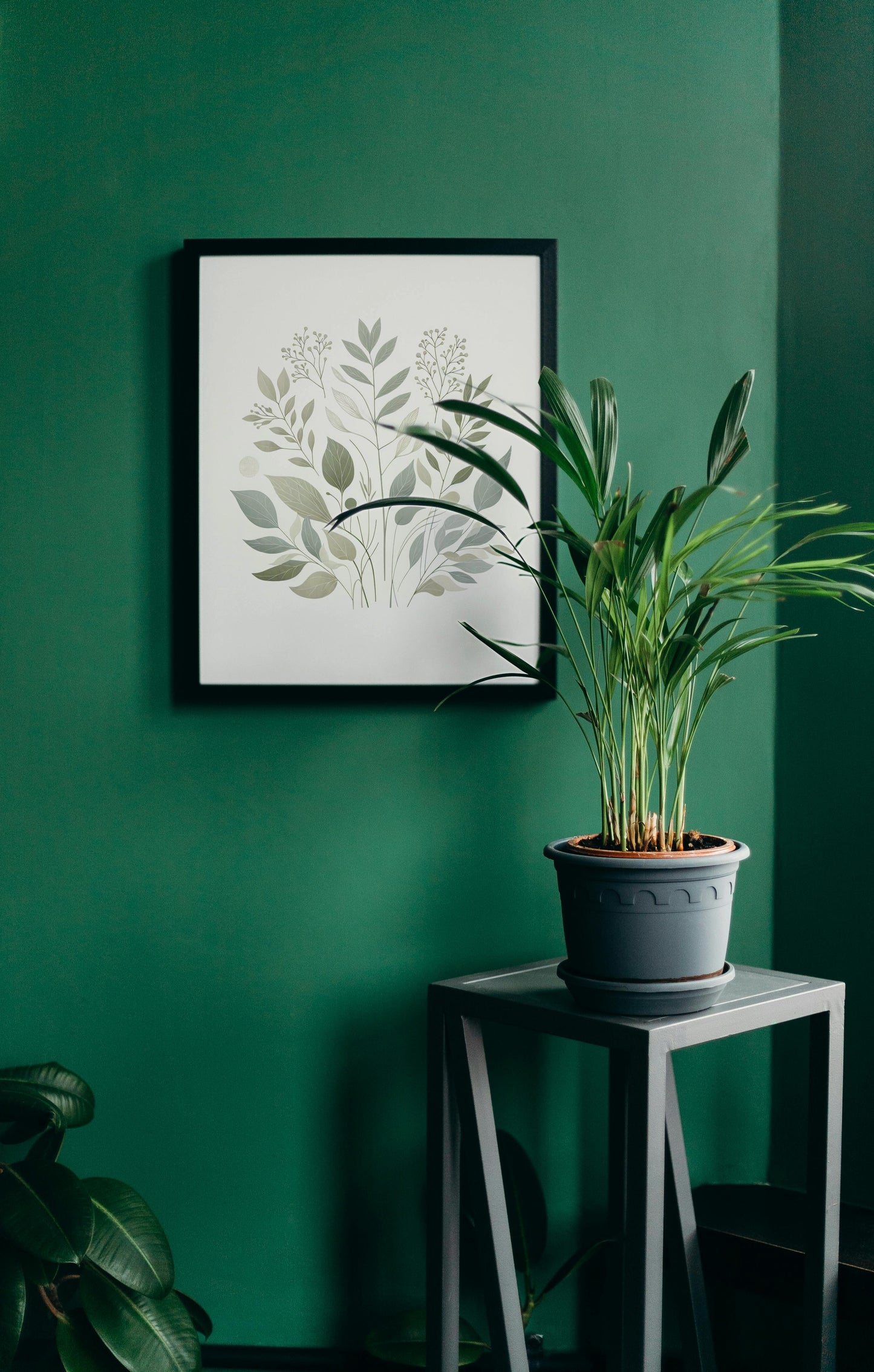 Verdant Aarunya Botanical Art: Modern Watercolor Sage and Off-White Organic Elements