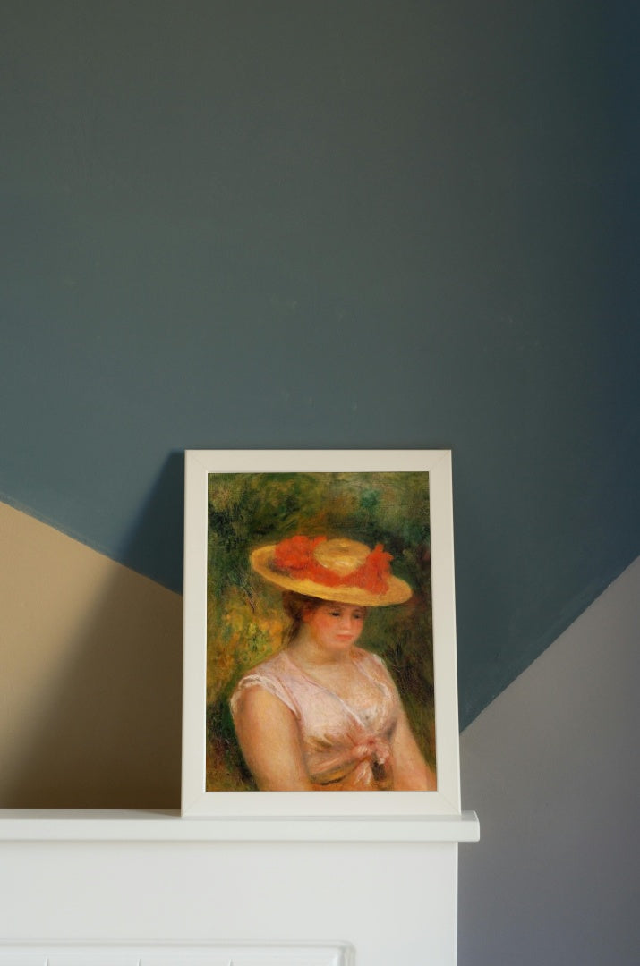 Young Woman in a Straw Hat by Pierre-Auguste Renoir Impressionism Art dated 1901