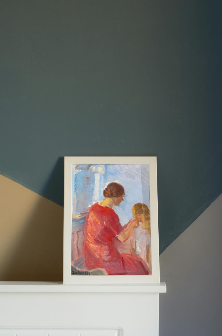 A Mother Plaiting Her Daughters Hair by Anna Ancher dated 1915