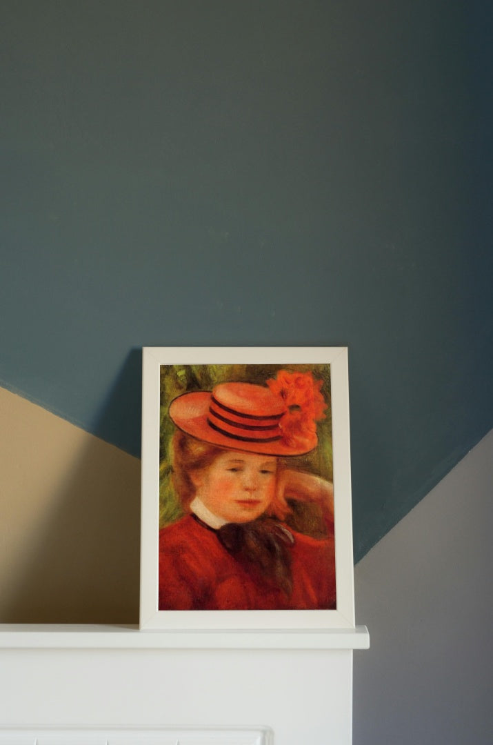 Young Girl in a Red Hat by Pierre-Auguste Renoir Impressionism Art dated 1899