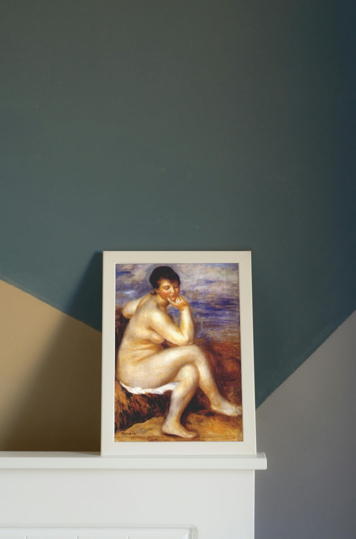 Bather with a rock by Pierre-Auguste Renoir Impressionism Art dated 1880