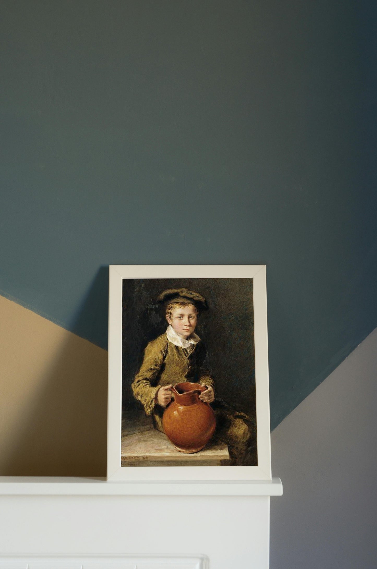 A boy seated on a bench with a pitcher by William Henry Hunt Naturalism Art dated 1839