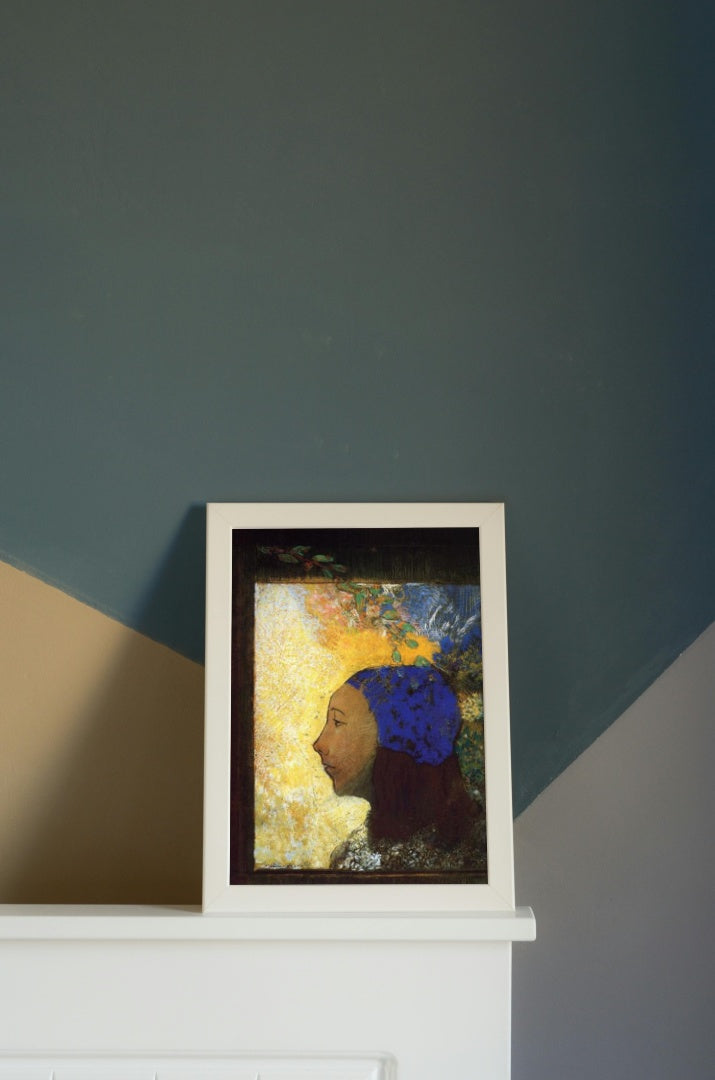 Young Girl in a Blue Bonnet by Odilon Redon Symbolism Art