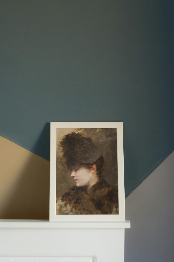 Female head in profile with a small hat by Giuseppe De Nittis Impressionism Art dated 1883