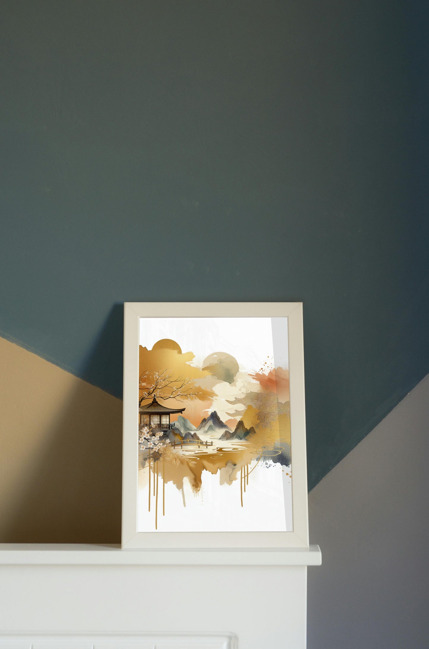 Aureate Nalin Radiance: Modern Japanese Watercolor Art