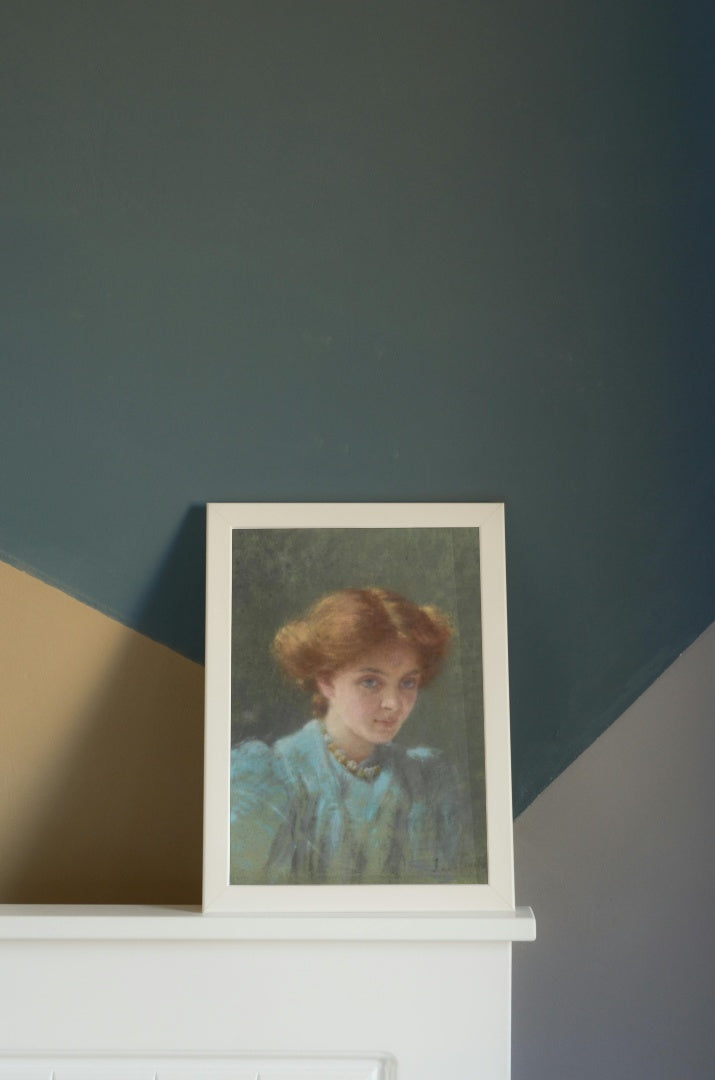 Blue and Gold: Portrait of Dorothy Sutherland by Jane Sutherland Impressionism Art dated 1908