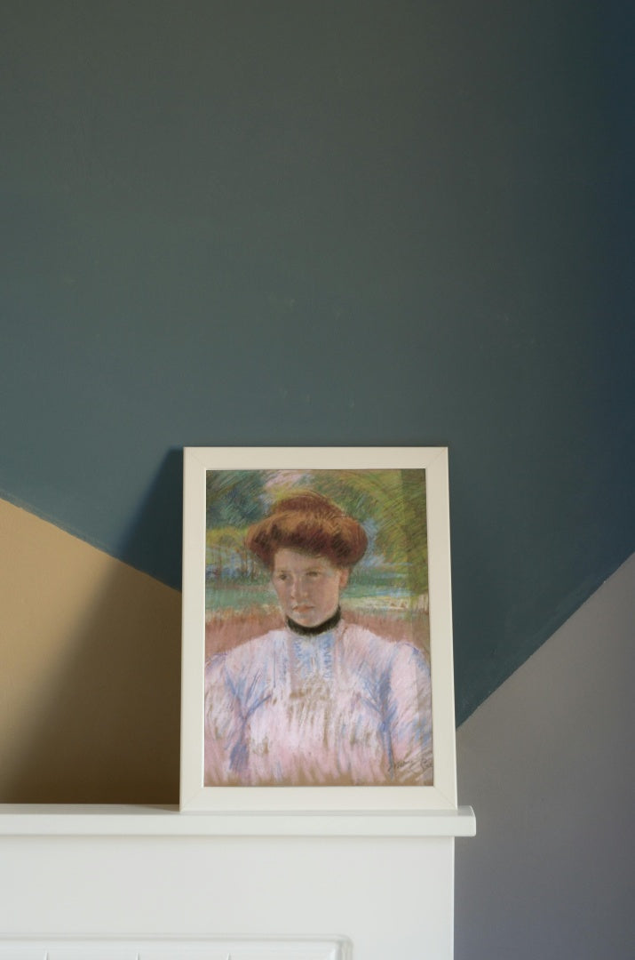 Young Woman with Auburn Hair in a Pink Blouse by Mary Cassatt Impressionism Art dated 1895