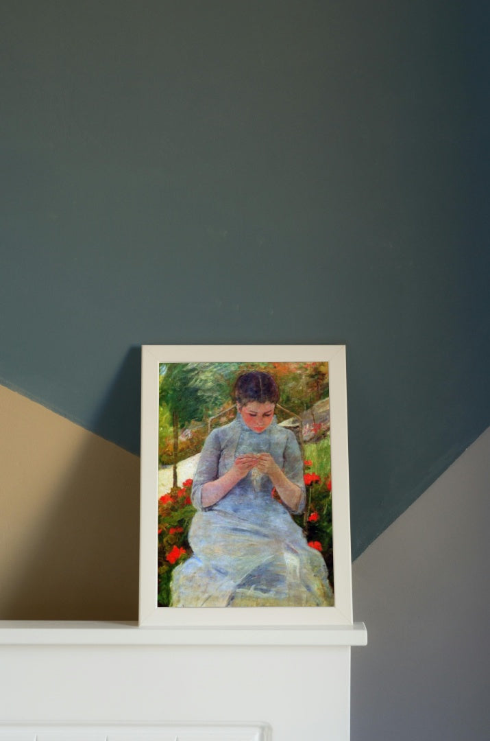 Woman with Needlework by Mary Cassatt Impressionism Art dated 1882