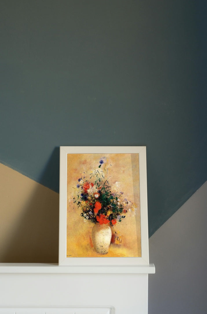 Flowers in a Blue Vase by Odilon Redon Realism Art dated 1910