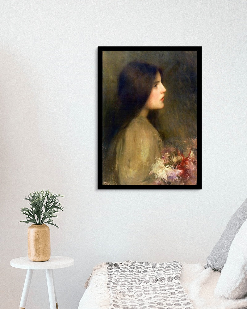 Girl with flowers by Joan Brull Art Nouveau (Modern) Art