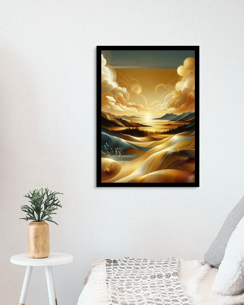 Aureum Vistarama: Luminous Serene Landscape Oilpainting Art