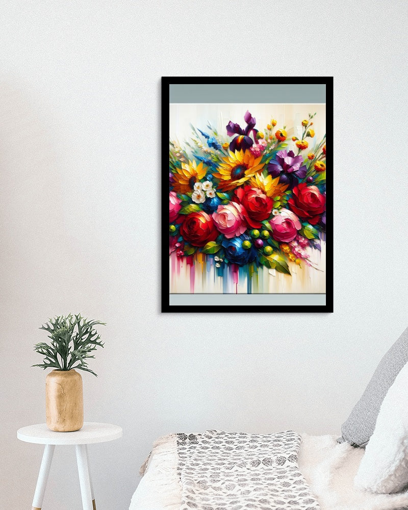 Vibrant Amara Blossomus: Modern Floral Oil Painting