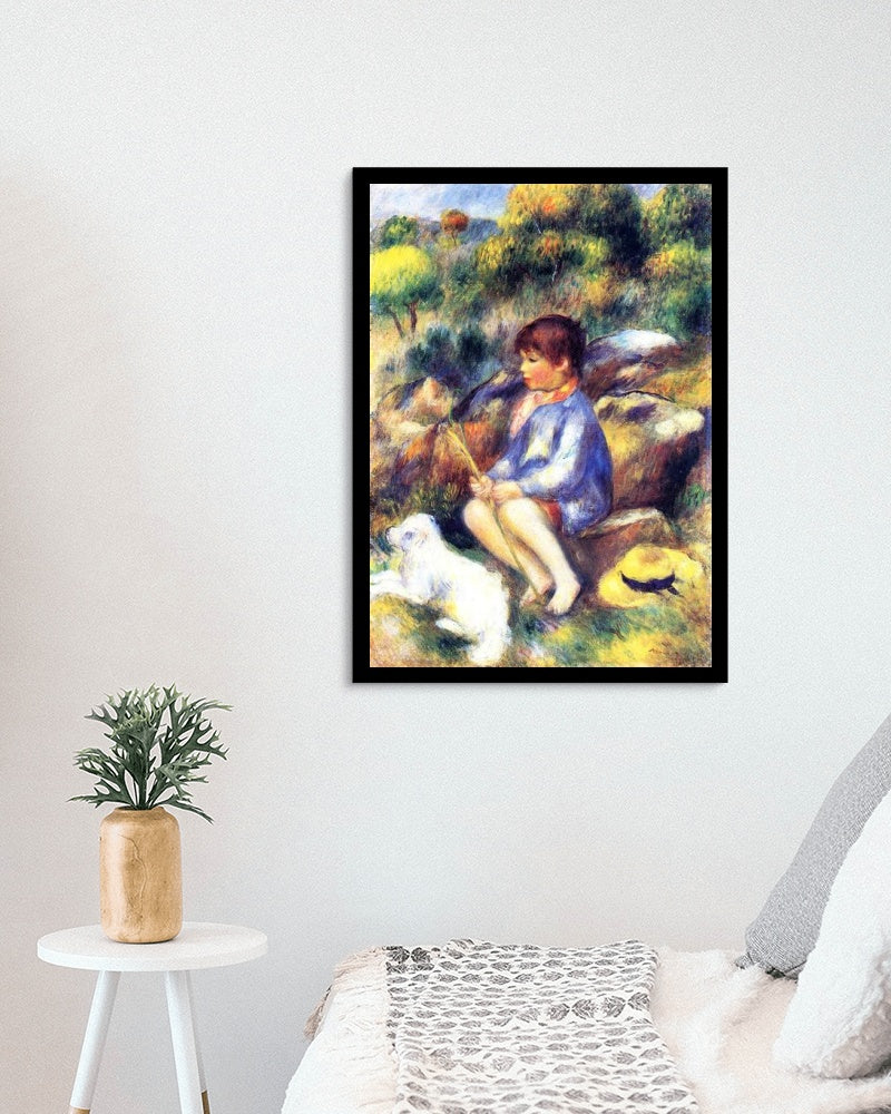 Young Boy by the River by Pierre-Auguste Renoir Impressionism Art dated 1890