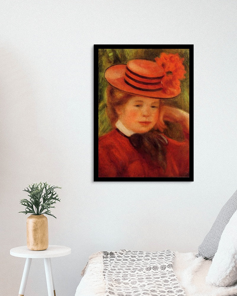 Young Girl in a Red Hat by Pierre-Auguste Renoir Impressionism Art dated 1899