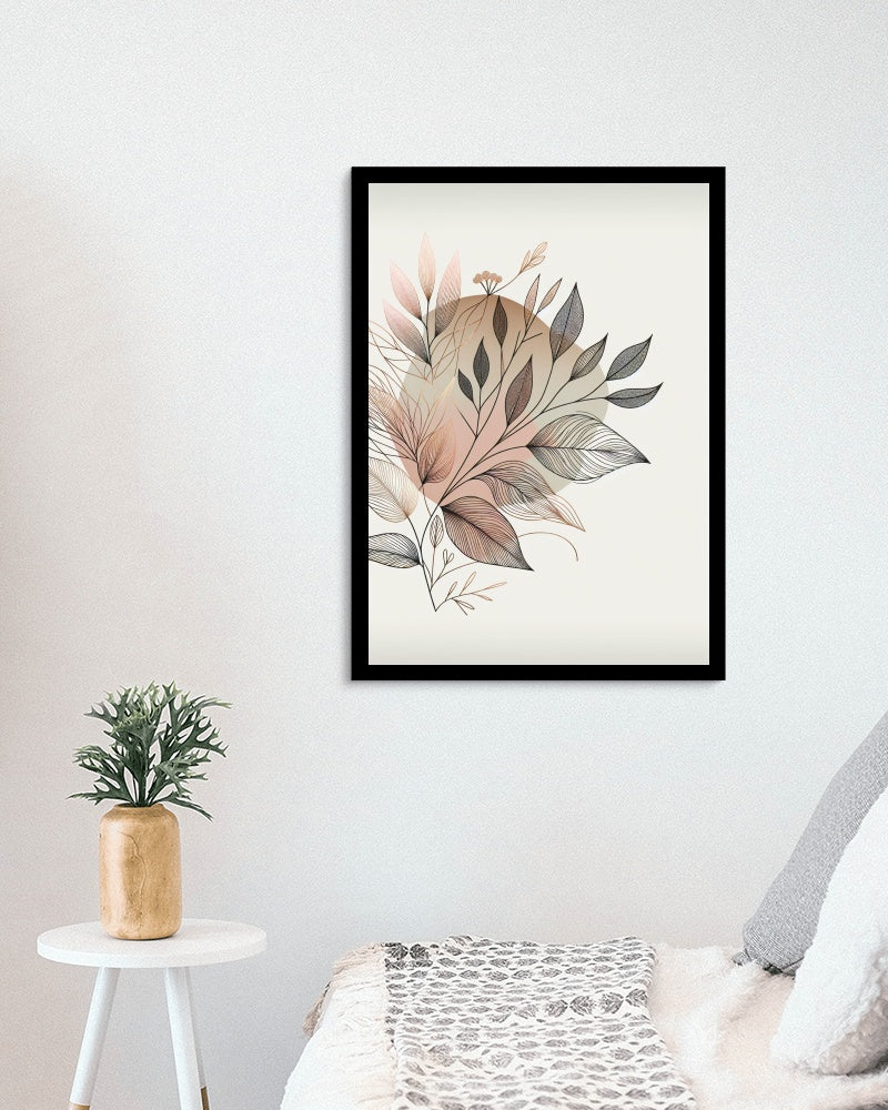 Floralis Subtilis Elegans: Modern Pink and Gold Botanical Line Art