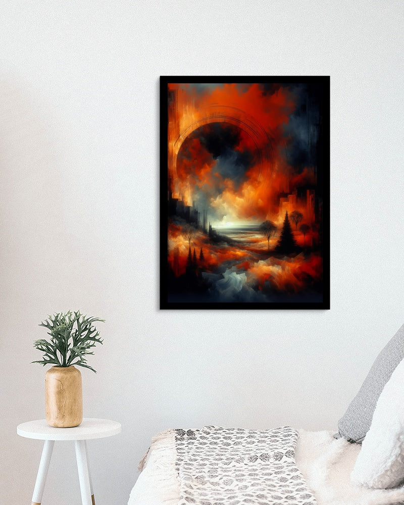 Aurantiaco Crepusculum: Enigmatic and Mystical Landscape Oil Painting