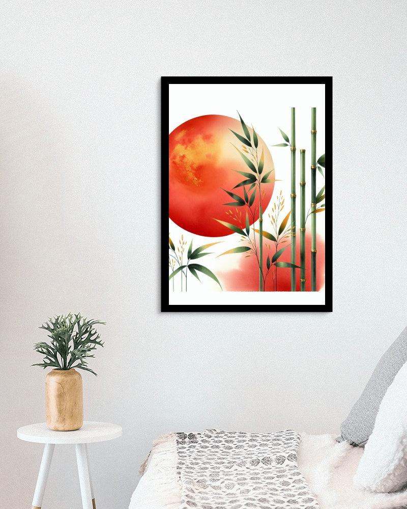 Luminiscent Prajna Japanese Art: Vibrant Surya Bamboo Vista