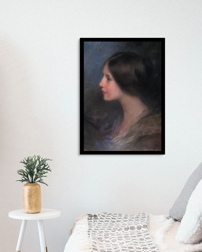 Girl in profile by Joan Brull Art Nouveau (Modern) Art