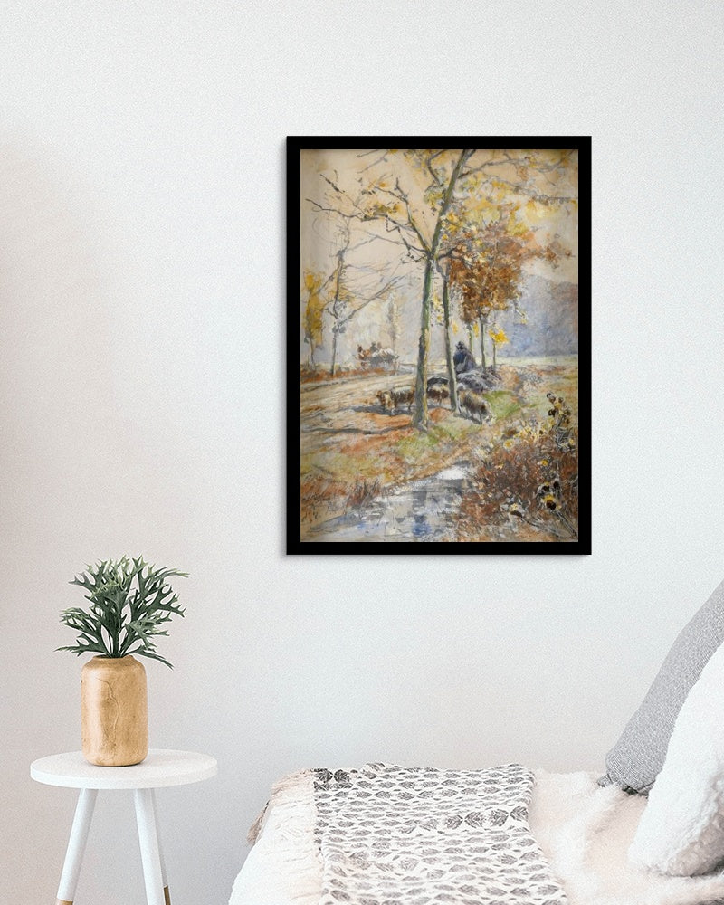 Autumn avenue by Hugo M&#252;hlig Impressionism Art