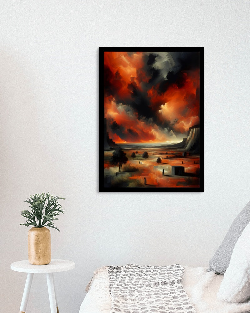 Aurora Nigrumque Vastum - Expansive and Mysterious Landscape Oil Painting