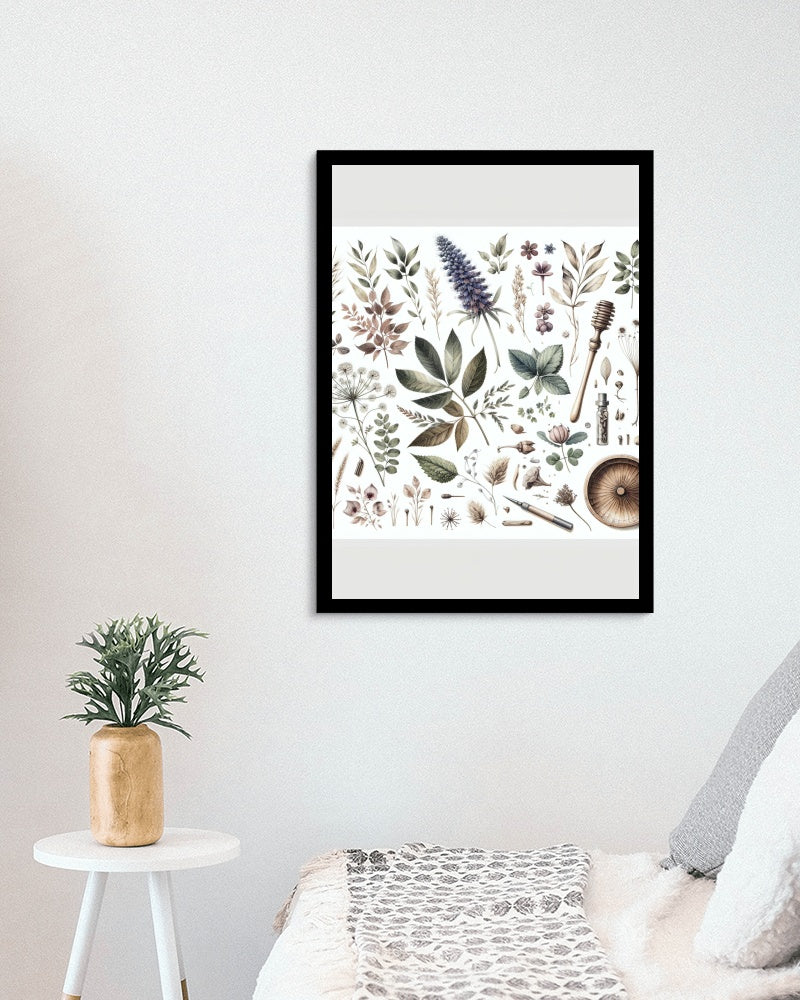 Verdantia Serenus Botanical Art: Modern Watercolor Illustration of Organic Flora