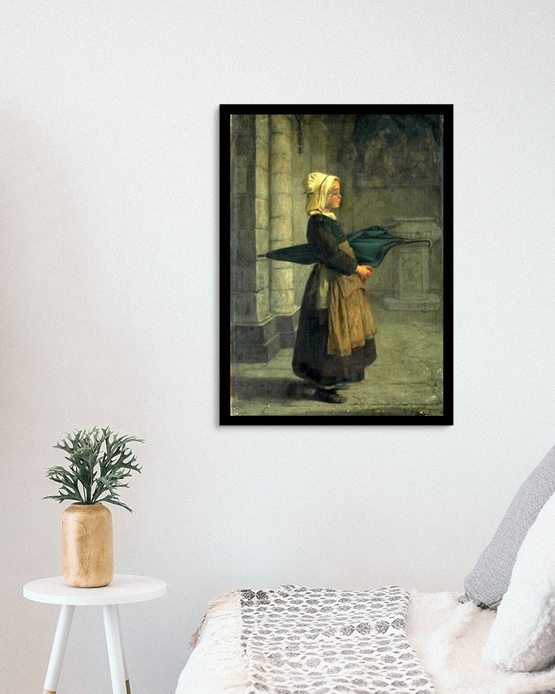 Breton peasant woman by Alexandre Antigna Realism Art dated 1850