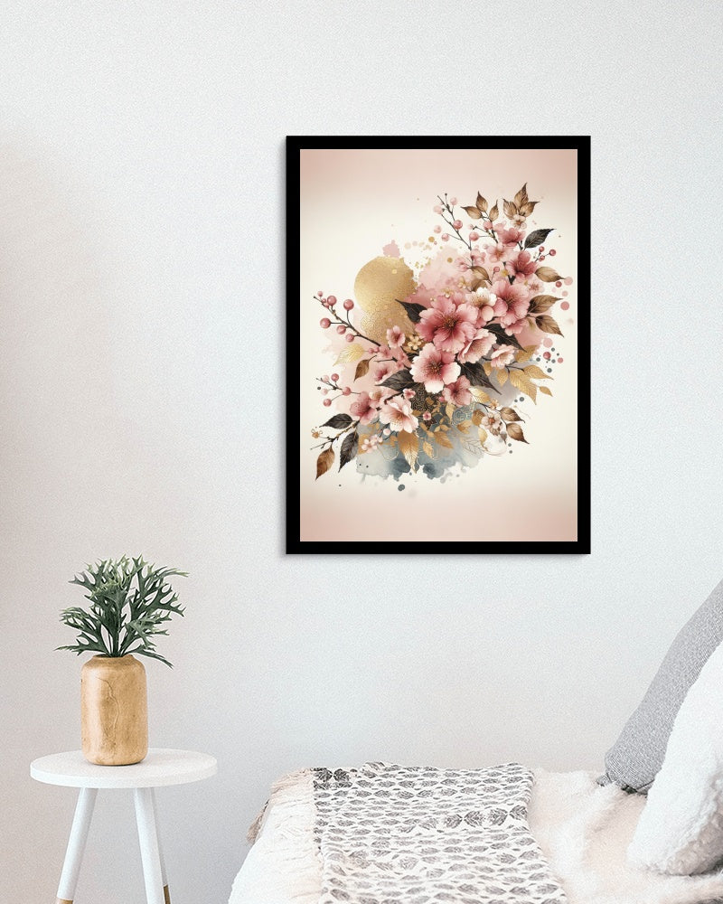 Aureate Sakura: Luxuriant Aurulent Japanese Watercolor Art