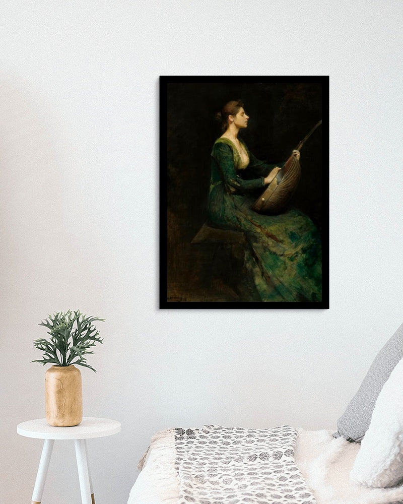 Lady with a Lute by Thomas Dewing Realism Art dated 1886